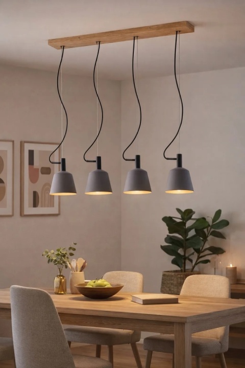 LUCANDE Lampa Wisząca Lucande 4-punktowa jasne drewno E14