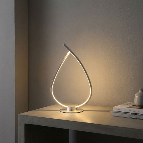 Lampa stołowa LED, srebrna, opalowa, wys. 37,5 cm