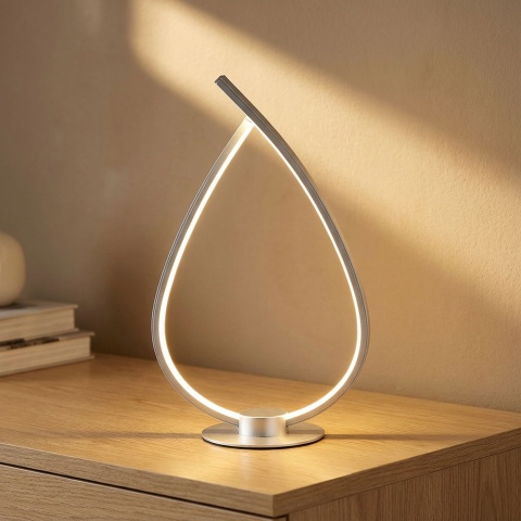 Lampa stołowa LED, srebrna, opalowa, wys. 37,5 cm