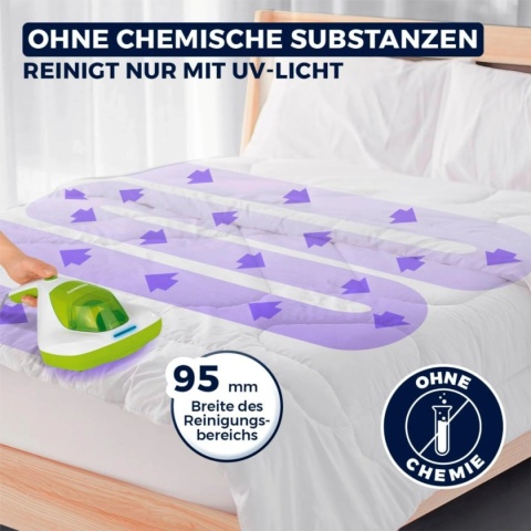 Odkurzacz ręczny CLEANmaxx Mite Compact z lampą UV-C biały/zielony