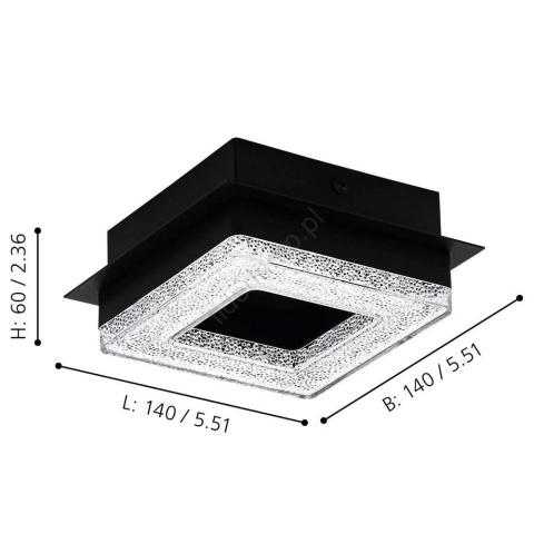 Plafon kwadratowy Eglo 14 x 14 cm czarny