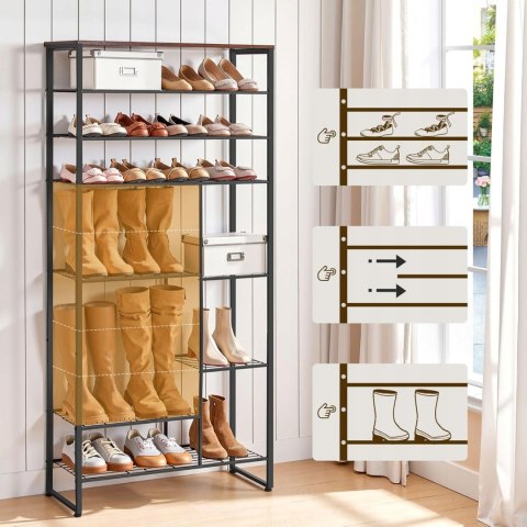 Szafka na buty Vasagle 75 x 172,5 x 30 cm czarny, odcienie brązu