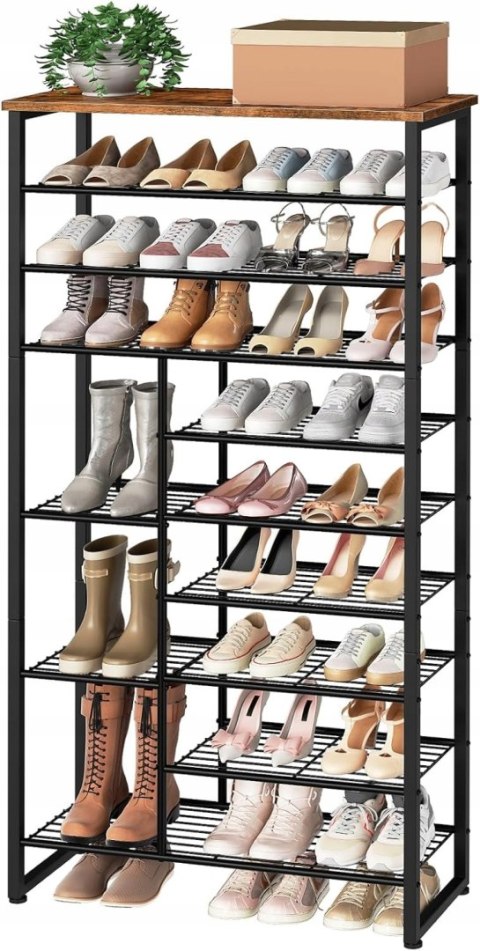 Szafka na buty Vasagle 75 x 172,5 x 30 cm czarny, odcienie brązu