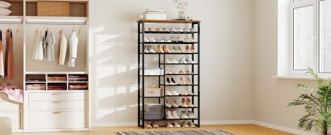 Szafka na buty Vasagle 75 x 172,5 x 30 cm czarny, odcienie brązu